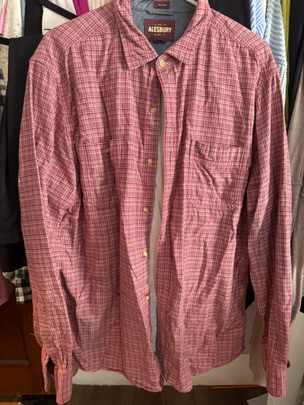 Men's Red Plaid Button-Down Shirt